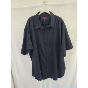 Six Lincoln Black W/white Dots Stretchy S Sleeve Button Casual Shirt. Mens 4X
